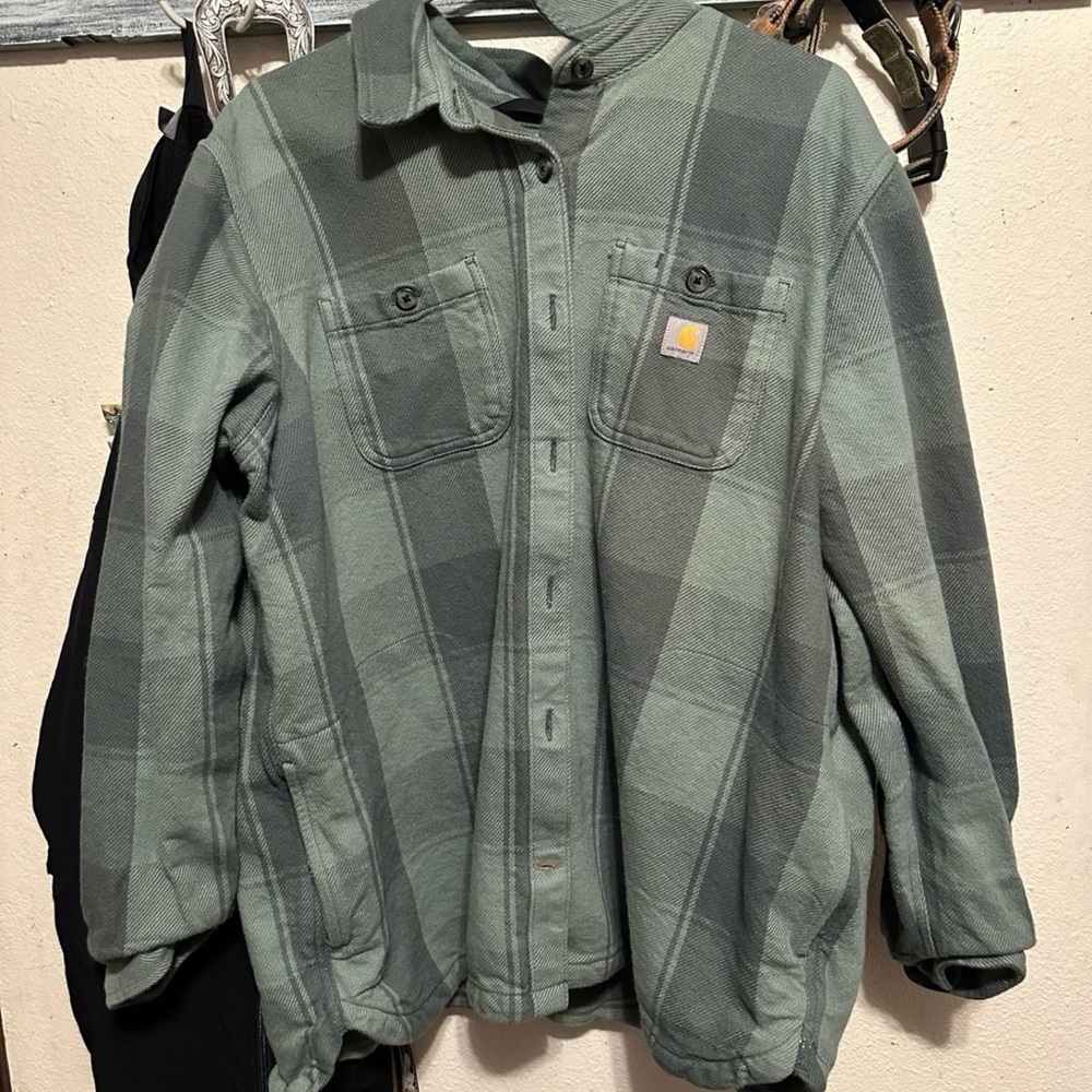 Carhartt Olive Checkered Shirt Jacket